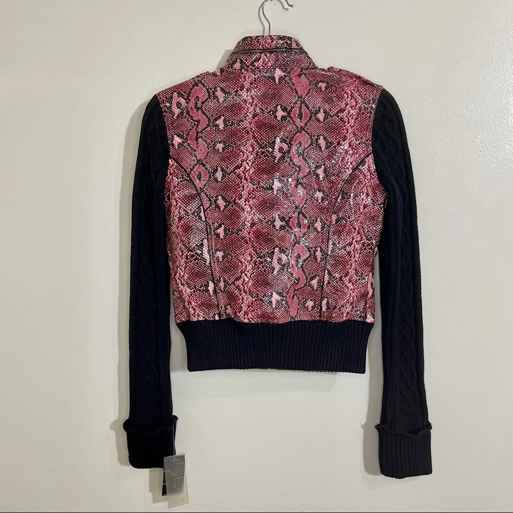 COOGI Faux Snake Skin Jacket Sweater Sleeve NWT size Small - Picture 6 of 16